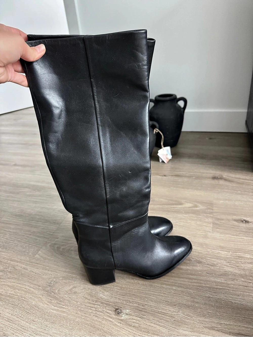 Banana Republic Black Leather High Heeled Boots